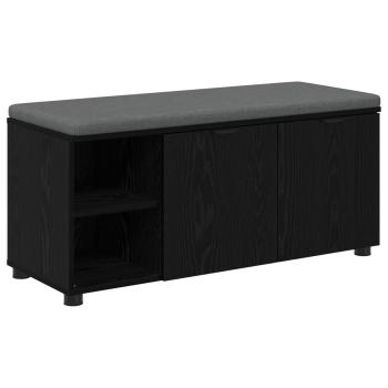 Flurbank mit Kissen mit Regal Schwarze Eiche 100 x 38 x 46 cm