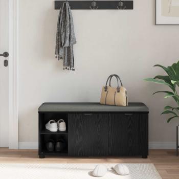 Flurbank mit Kissen mit Regal Schwarze Eiche 100 x 38 x 46 cm