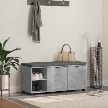ARDEBO.de - Flurbank mit Kissen mit Regal Betongrau 100 x 38 x 46 cm