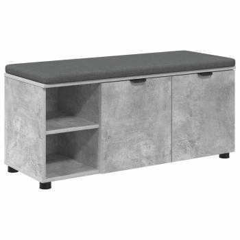 Flurbank mit Kissen mit Regal Betongrau 100 x 38 x 46 cm