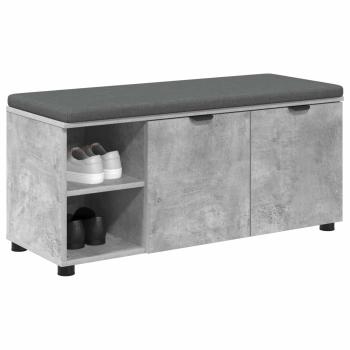 Flurbank mit Kissen mit Regal Betongrau 100 x 38 x 46 cm