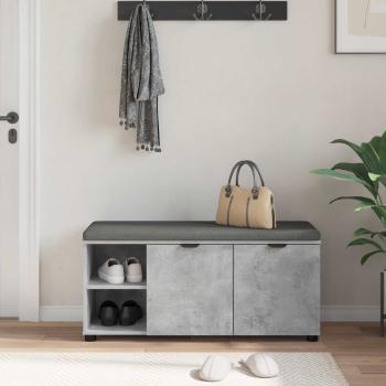 Flurbank mit Kissen mit Regal Betongrau 100 x 38 x 46 cm