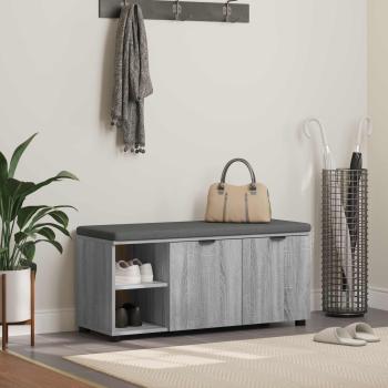 ARDEBO.de - Flurbank mit Kissen mit Regal Graues Sonoma 100 x 38 x 46 cm