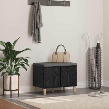 ARDEBO.de - Flurbank mit Kissen mit Speicher Schwarze Eiche 60 x 38 x 46 cm