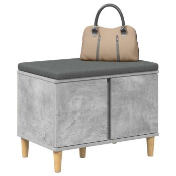 Flurbank mit Kissen mit Speicher Betongrau 60 x 38 x 46 cm