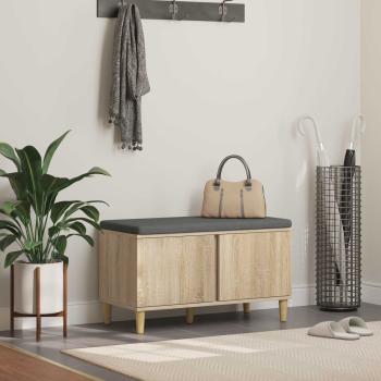 ARDEBO.de - Flurbank mit Kissen mit Speicher Sonoma-Eiche 80 x 38 x 46 cm