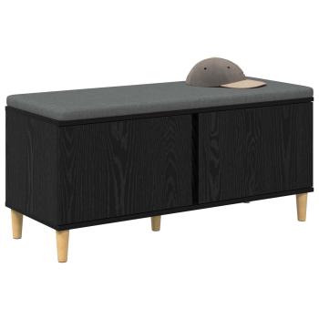 Flurbank mit Kissen mit Tür Schwarze Eiche 100 x 38 x 46 cm