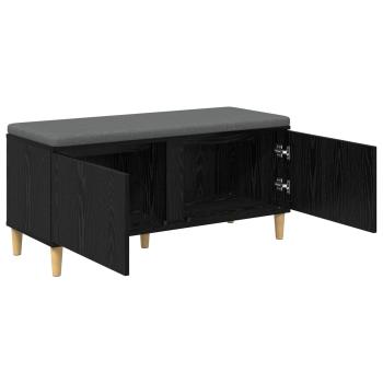 Flurbank mit Kissen mit Tür Schwarze Eiche 100 x 38 x 46 cm