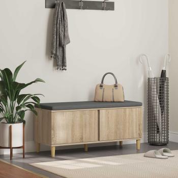 ARDEBO.de - Flurbank mit Kissen mit Speicher Sonoma-Eiche 100 x 38 x 46 cm