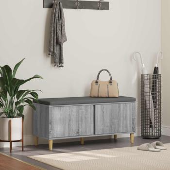 ARDEBO.de - Flurbank mit Kissen mit Speicher Graues Sonoma 100 x 38 x 46 cm
