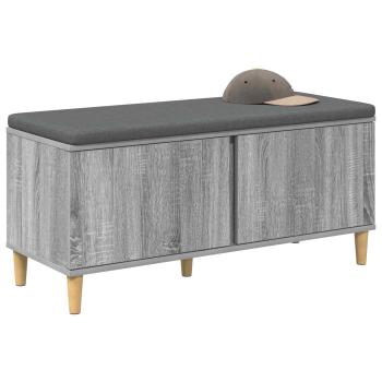 Flurbank mit Kissen mit Speicher Graues Sonoma 100 x 38 x 46 cm