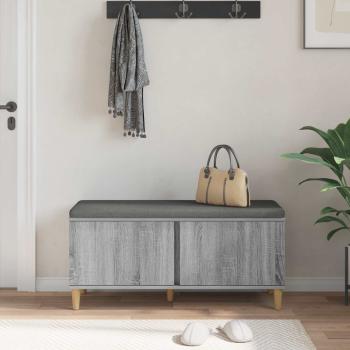 Flurbank mit Kissen mit Speicher Graues Sonoma 100 x 38 x 46 cm