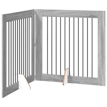 Klappbares Hundetor mit Ständern 2 stk. Sonoma-Grau 200,5 cm