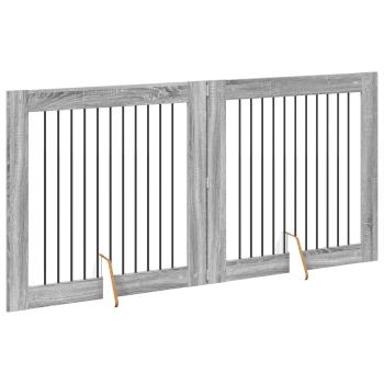 Klappbares Hundetor mit Ständern 2 stk. Sonoma-Grau 200,5 cm