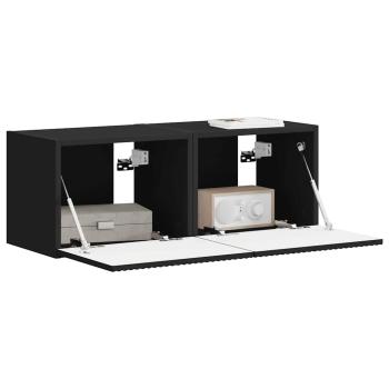 TV-Wandschrank 2 stk. Schwarz Holzwerkstoff