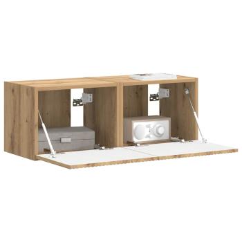 TV-Wandschrank 2 stk. Kunsthandwerk Eiche Holzwerkstoff