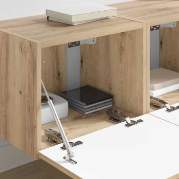 TV-Wandschrank 2 stk. Kunsthandwerk Eiche Holzwerkstoff