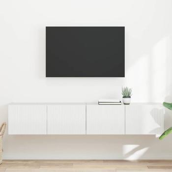 ARDEBO.de - TV-Wandschrank 2 stk. Glänzend Weiß Holzwerkstoff