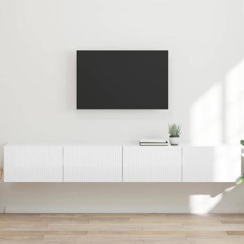 ARDEBO.de - TV-Wandschrank 2 stk. Glänzend Weiß Holzwerkstoff