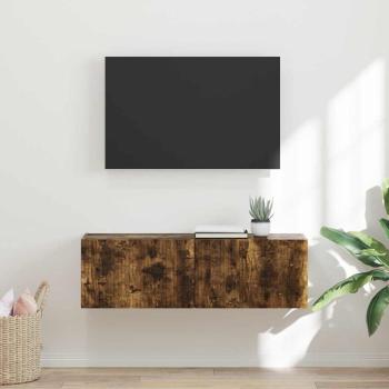ARDEBO.de - TV-Wandschrank 98 x 31 x 29,5 cm Räuchereiche Holzwerkstoff
