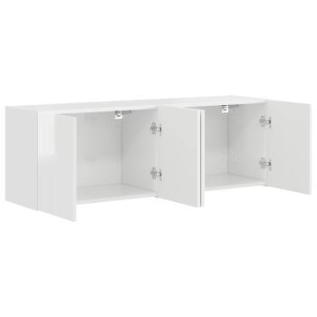 TV-Wandschrank 2 stk. Hochglanz Weiß Holzwerkstoff