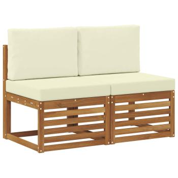 2 Stück Outdoor Mittelsofa Massivholz Akazie Natur