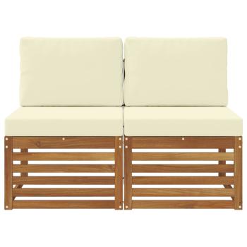 2 Stück Outdoor Mittelsofa Massivholz Akazie Natur