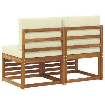 2 Stück Outdoor Mittelsofa Massivholz Akazie Natur