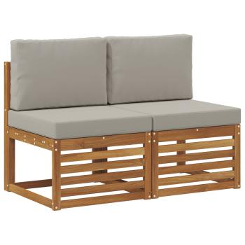2 Stück Outdoor Mittelsofa Massivholz Akazie Natur