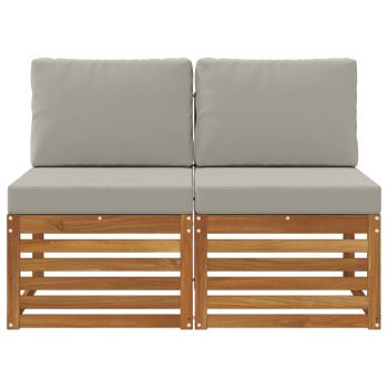 2 Stück Outdoor Mittelsofa Massivholz Akazie Natur