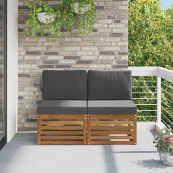 ARDEBO.de - 2 Stück Outdoor Mittelsofa Massivholz Akazie Natur