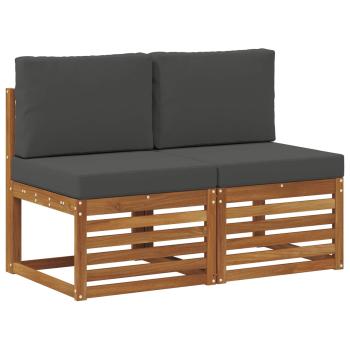 2 Stück Outdoor Mittelsofa Massivholz Akazie Natur