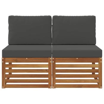 2 Stück Outdoor Mittelsofa Massivholz Akazie Natur