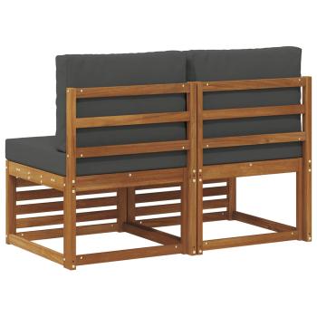 2 Stück Outdoor Mittelsofa Massivholz Akazie Natur