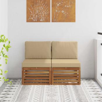 ARDEBO.de - 2 Stück Outdoor Mittelsofa Massivholz Akazie Natur