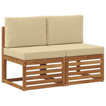 2 Stück Outdoor Mittelsofa Massivholz Akazie Natur