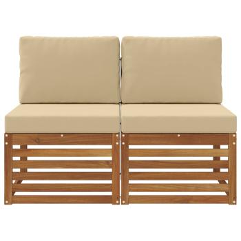 2 Stück Outdoor Mittelsofa Massivholz Akazie Natur