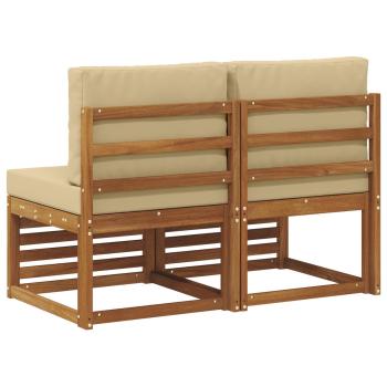 2 Stück Outdoor Mittelsofa Massivholz Akazie Natur