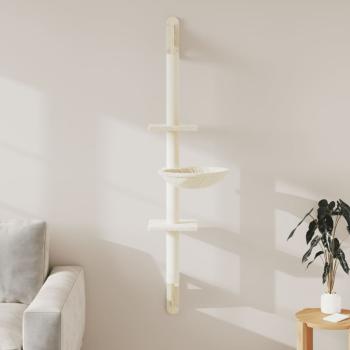 ARDEBO.de - Kratzbaum mit Kratzsäule Wandmontage Creme 142,5 cm