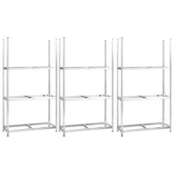 Reifenregale mit 3 Böden 3 Stk. Silbern 110x40x200 cm Stahl