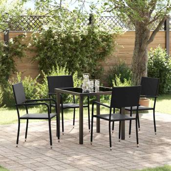 ARDEBO.de - Garten Essgruppe 5 Stk. Schwarz Poly-Rattan