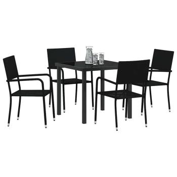Garten Essgruppe 5 Stk. Schwarz Poly-Rattan