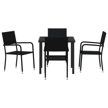Garten Essgruppe 5 Stk. Schwarz Poly-Rattan
