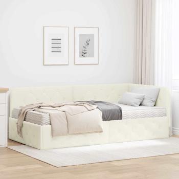 ARDEBO.de - Eckbettgestell Creme 90 x 190 cm Samt