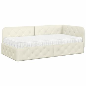 Eckbettgestell Creme 90 x 190 cm Samt