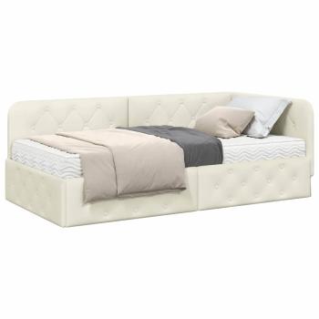 Eckbettgestell Creme 90 x 190 cm Samt