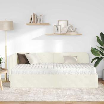 Eckbettgestell Creme 90 x 190 cm Samt