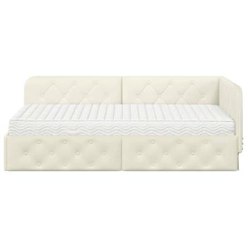 Eckbettgestell Creme 90 x 190 cm Samt