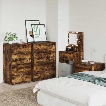 Stauraumschränke 60 x 48 x 105 cm Holzwerkstoff Räuchereiche