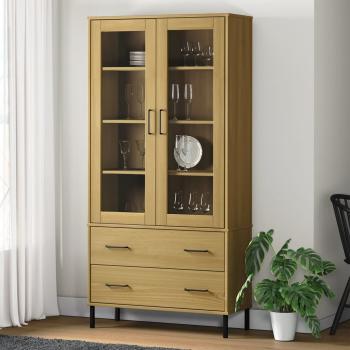 ARDEBO.de - Bücherschrank OSLO Metallbeine Braun 85x35x172,5 cm Massivholz